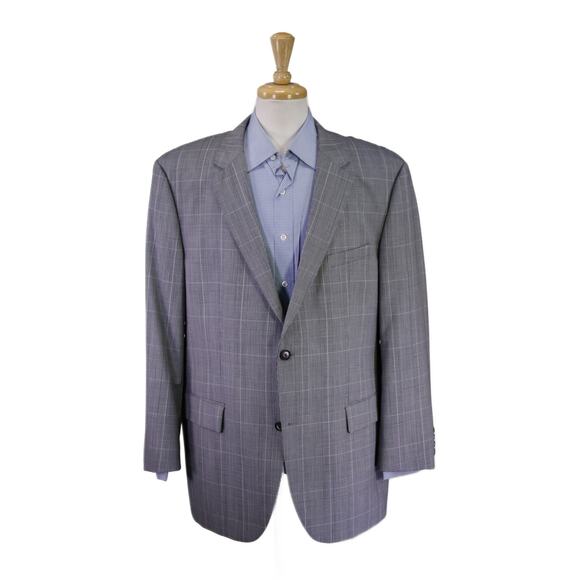 Hugo Boss The Grand US Model Navy White Plaid Wool Sportcoat Blazer 48R - Picture 1 of 10